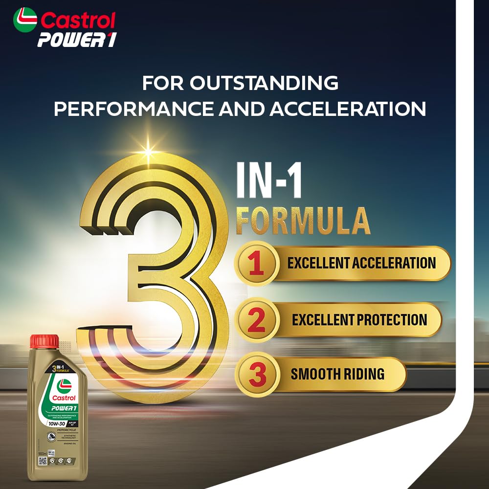 Castrol POWER1 4T 10W-30 API SL Synthetic Engine Oil for Bikes (900ml)