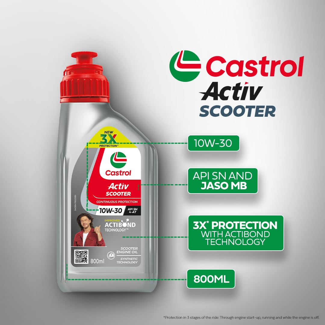 Castrol Activ 10W-30 4-AT Synthetic Engine Oil for Scooter 800 ML & Castrol Gear Oil 80W-90 for Scooter Gears 120 ML Combo Pack