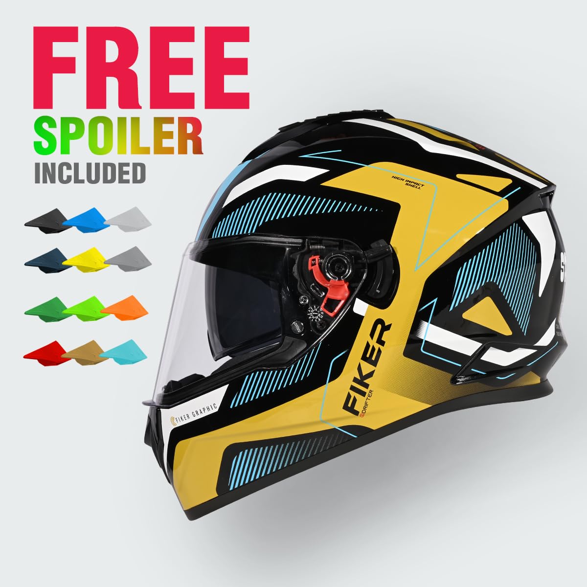 STUDDS DRIFTER D5 BLACK GOLDEN FULL FACE HELMET