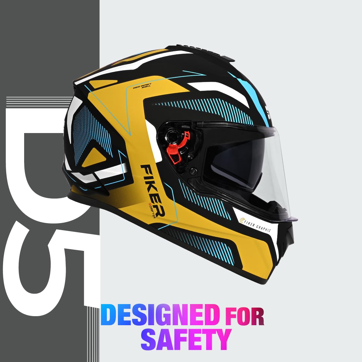 STUDDS DRIFTER D5 MATT BLACK GOLDEN FULL FACE HELMET