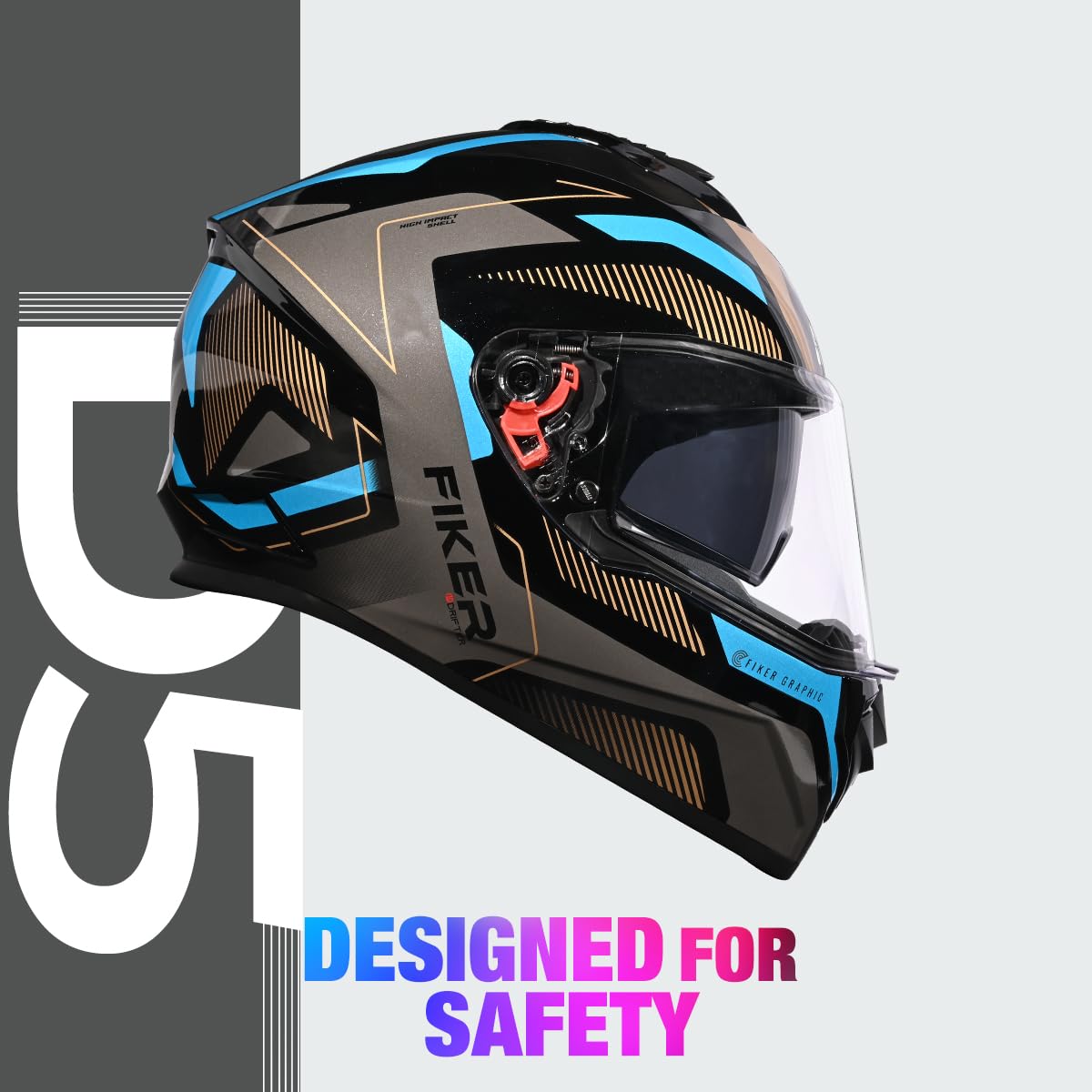STUDDS DRIFTER D5 BLACK GREY FULL FACE HELMET