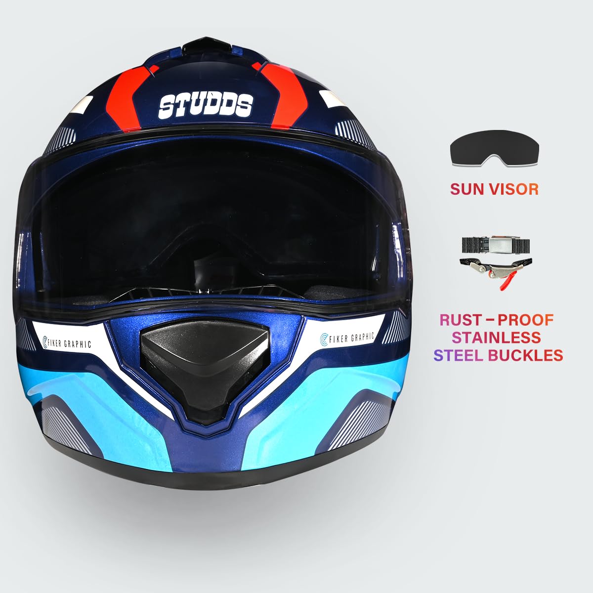 STUDDS DRIFTER D5 BLUE BLACK FULL FACE HELMET