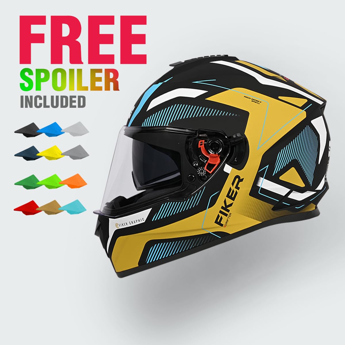 STUDDS DRIFTER D5 MATT BLACK GOLDEN FULL FACE HELMET