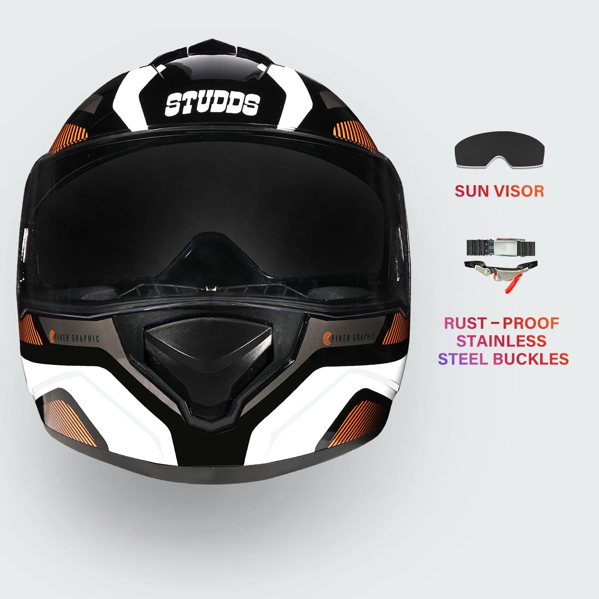 STUDDS DRIFTER D5 BLACK BROWN FULL FACE HELMET