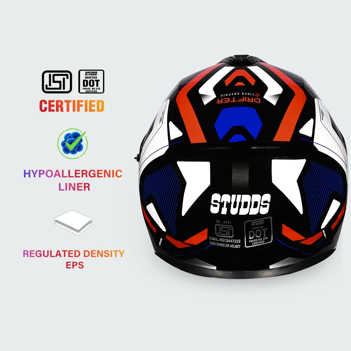 DRIFTER D5 BLACK BLUE FULL FACE HELMET