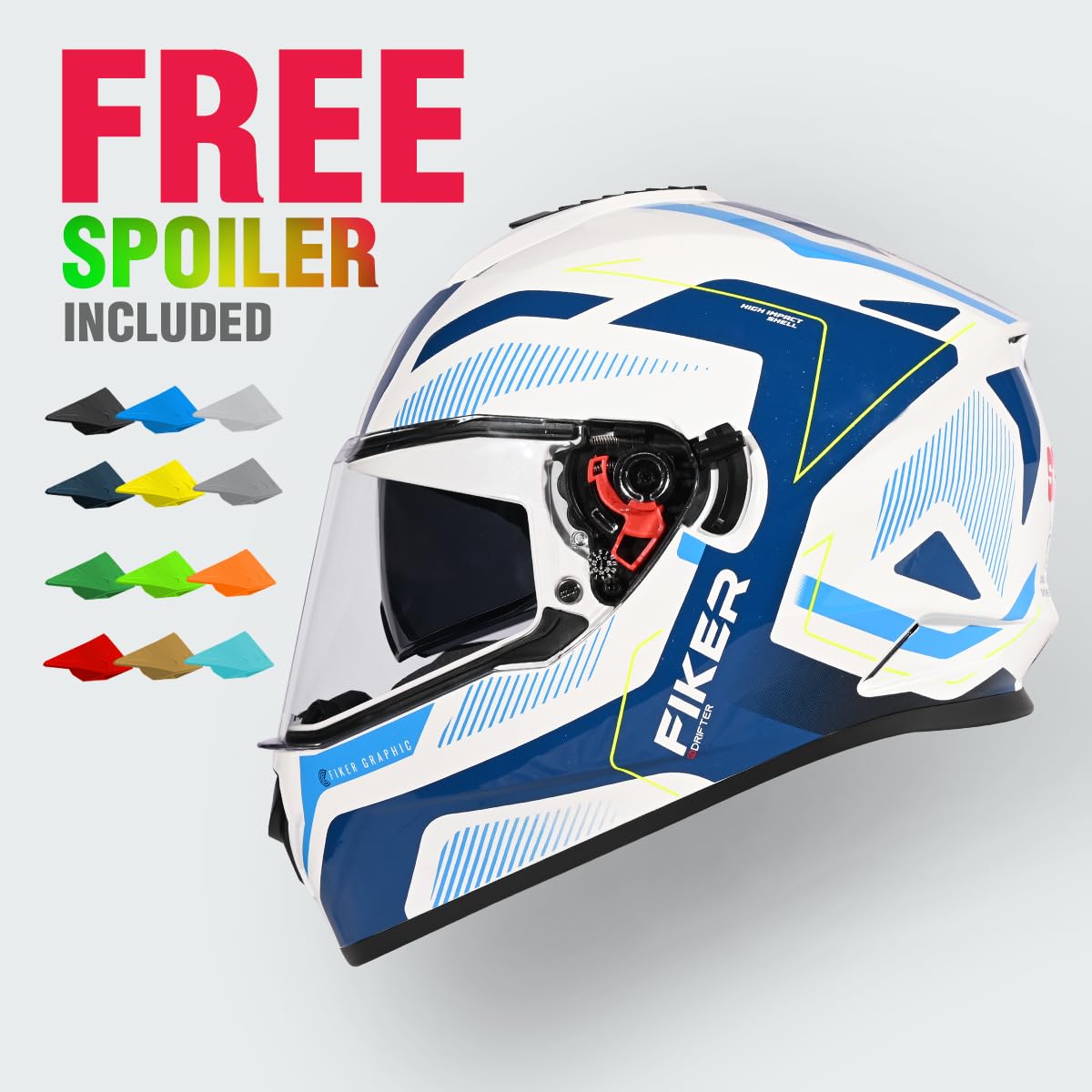 STUDDS DRIFTER D5 WHITE BLUE FULL FACE HELMET