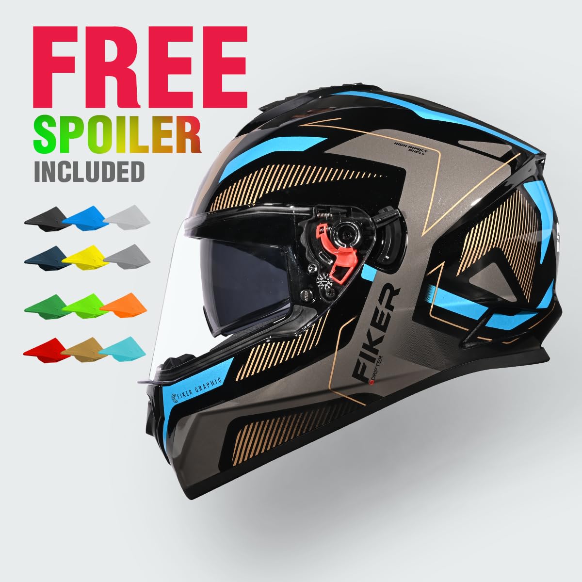 STUDDS DRIFTER D5 BLACK GREY FULL FACE HELMET