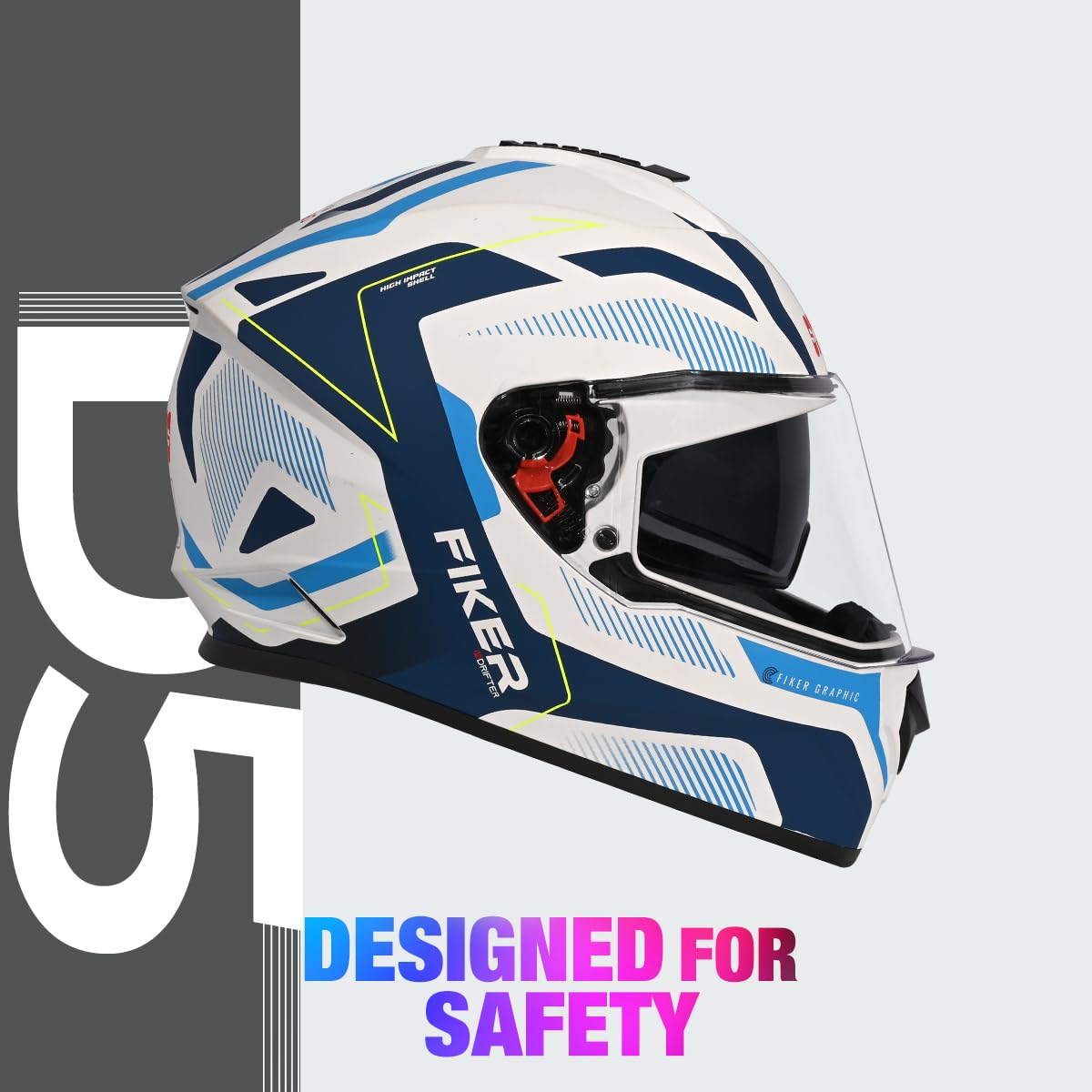 STUDDS DRIFTER D5 WHITE BLUE FULL FACE HELMET