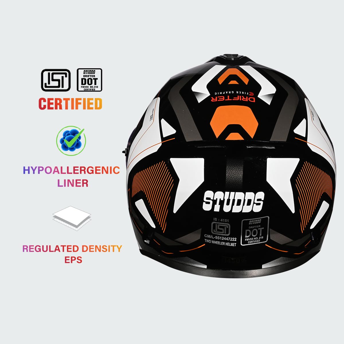 STUDDS DRIFTER D5 BLACK BROWN FULL FACE HELMET