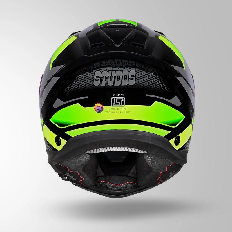 STUDDS HELIOS FULL FACE HELMET BLACK & GREEN