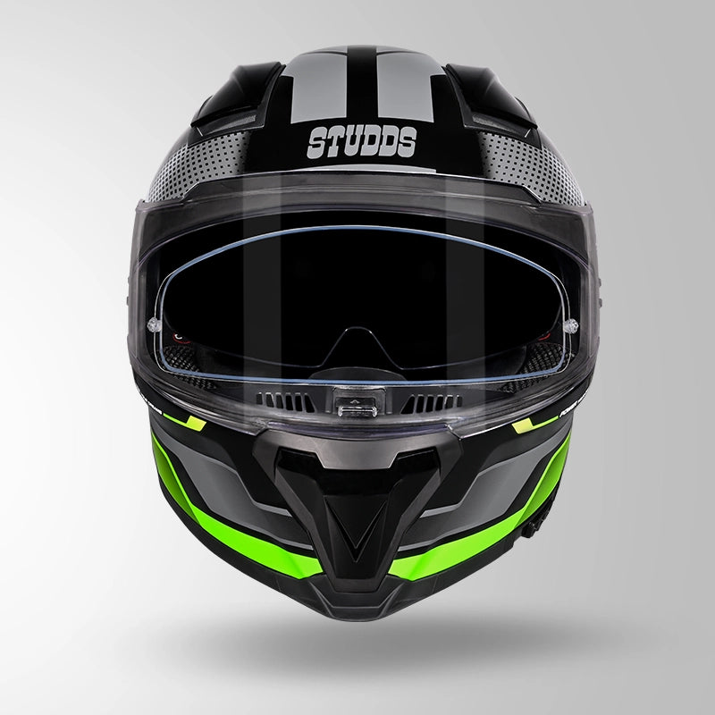 STUDDS HELIOS FULL FACE HELMET BLACK & GREEN