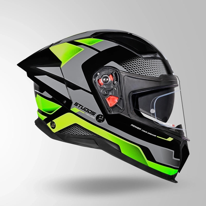 STUDDS HELIOS FULL FACE HELMET BLACK & GREEN