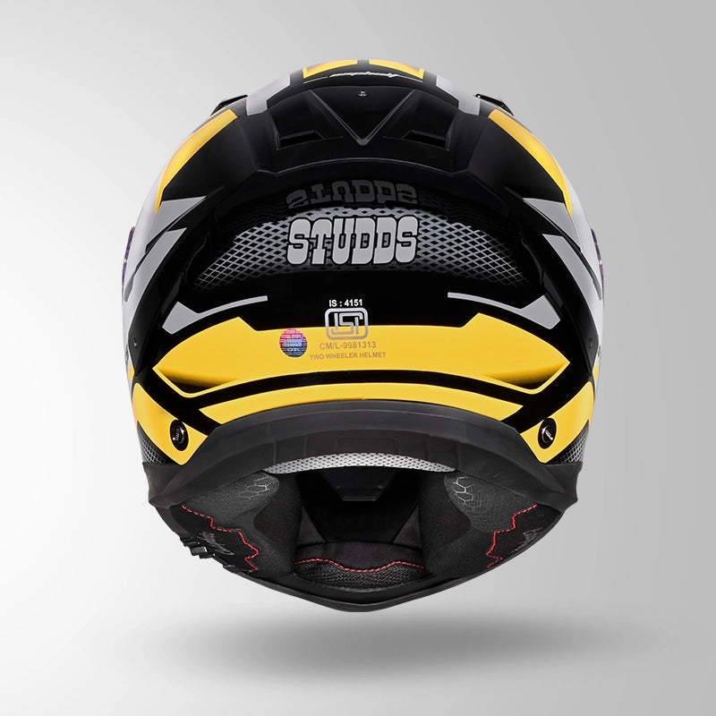 STUDDS HELIOS FULL FACE HELMET BLACK & YELLOW