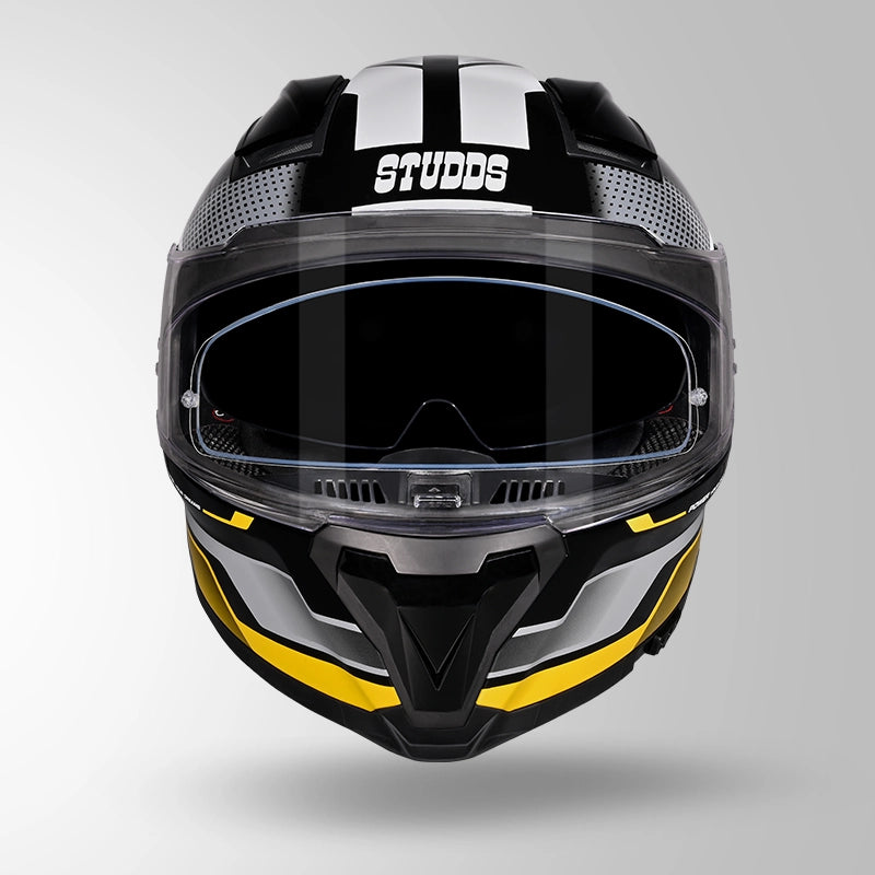 STUDDS HELIOS FULL FACE HELMET BLACK & YELLOW