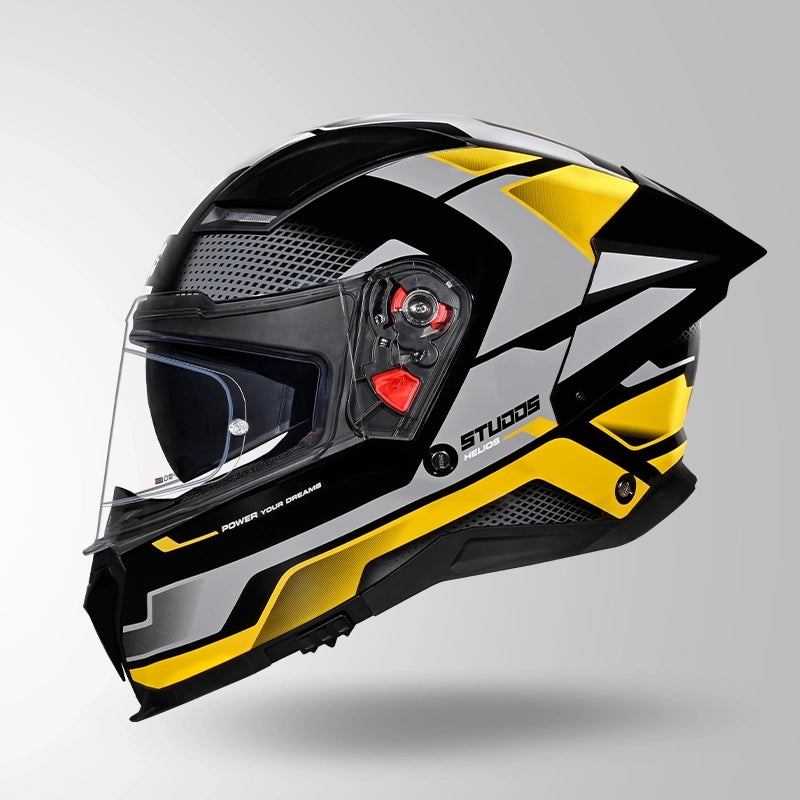 STUDDS HELIOS FULL FACE HELMET BLACK & YELLOW
