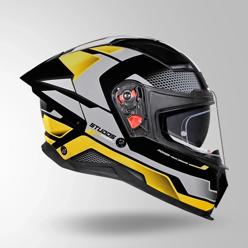 STUDDS HELIOS FULL FACE HELMET BLACK & YELLOW