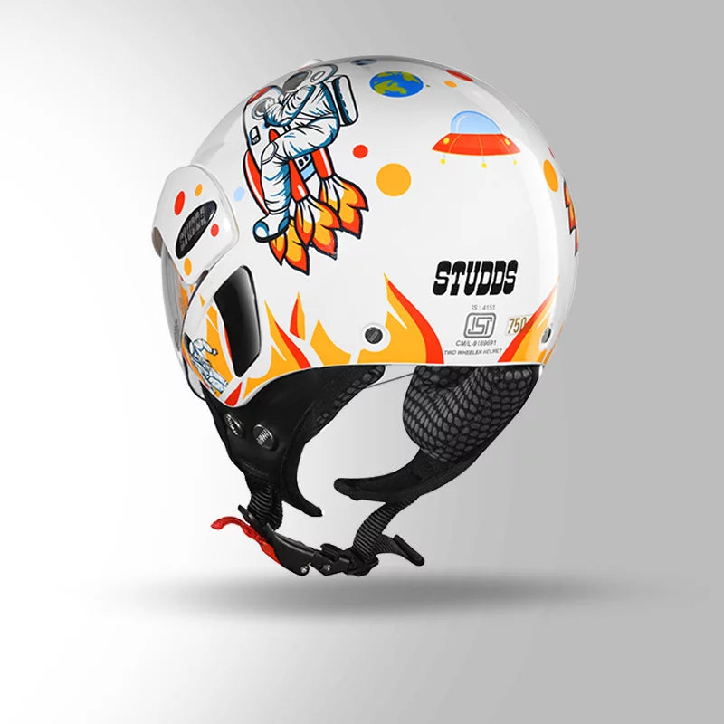 STUDDS KIDS HELMET WHITE & ORANGE