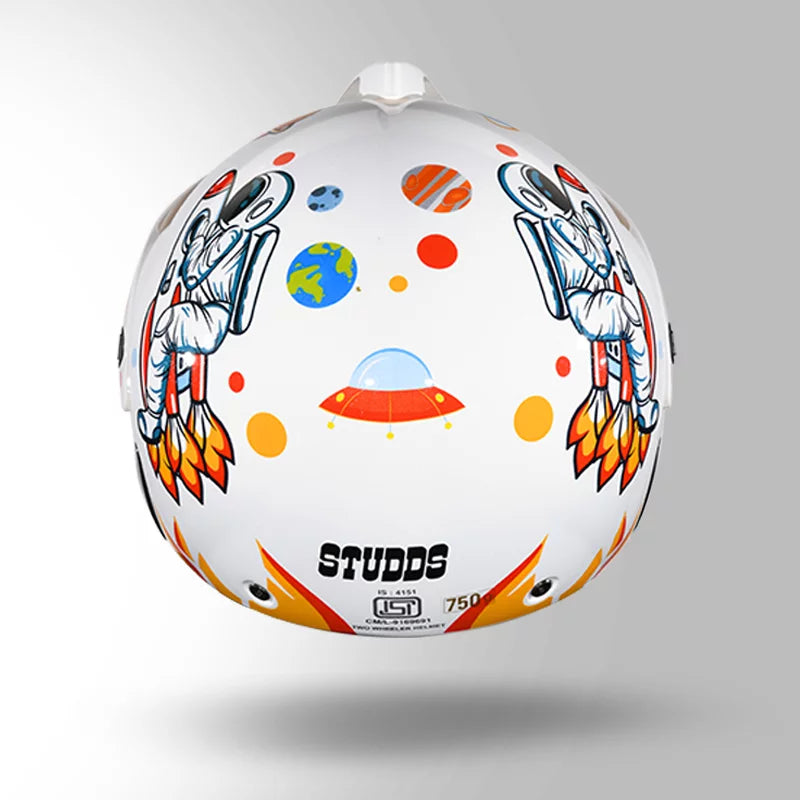 STUDDS KIDS HELMET WHITE & ORANGE
