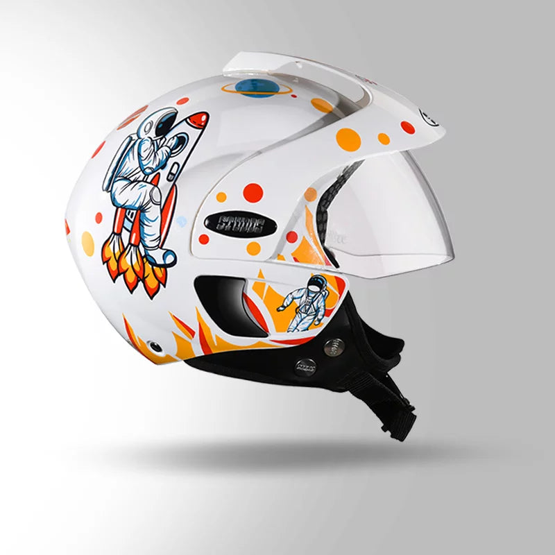 STUDDS KIDS HELMET WHITE & ORANGE