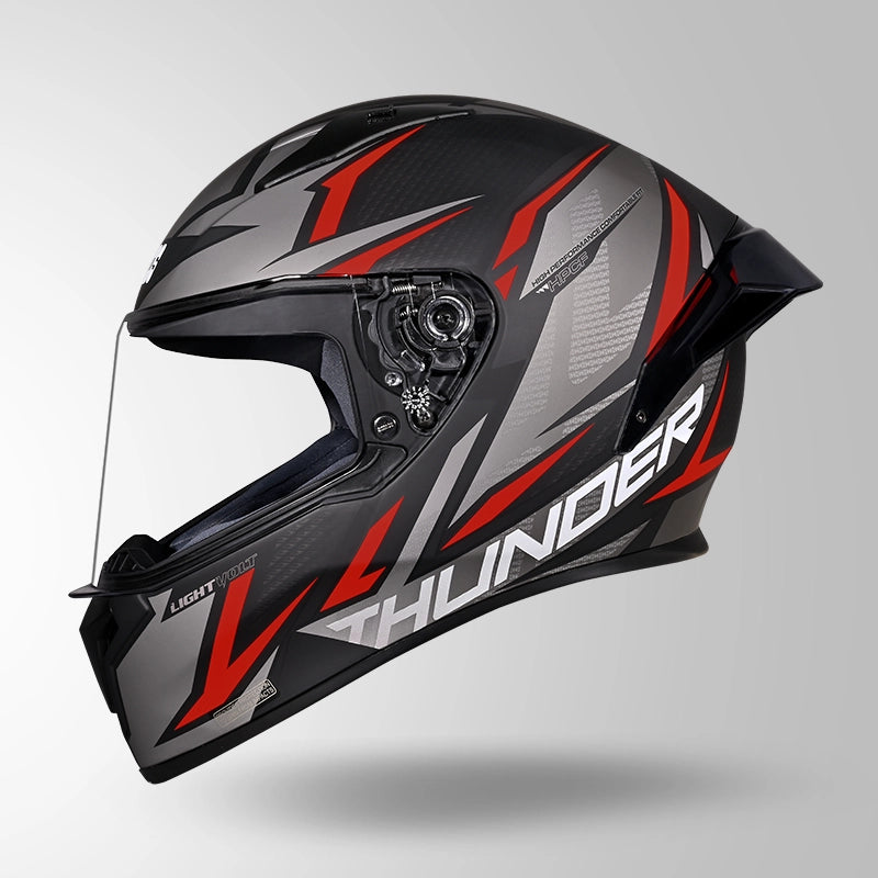 STUDDS THUNDER FULL FACE HELMET GREY BLACK & RED