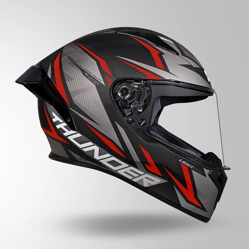 STUDDS THUNDER FULL FACE HELMET GREY BLACK & RED