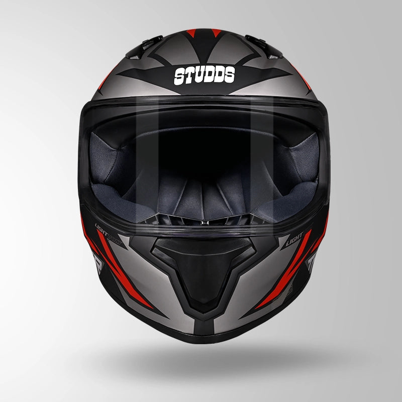 STUDDS THUNDER FULL FACE HELMET GREY BLACK & RED