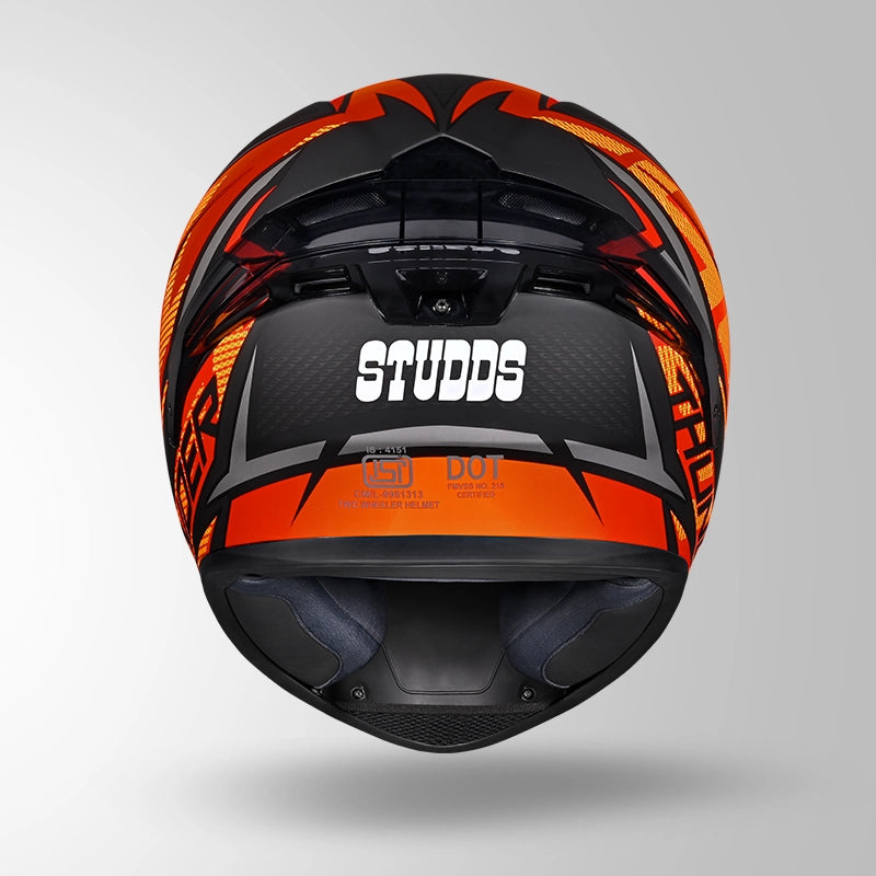 STUDDS THUNDER FULL FACE HELMET GREY & ORANGE