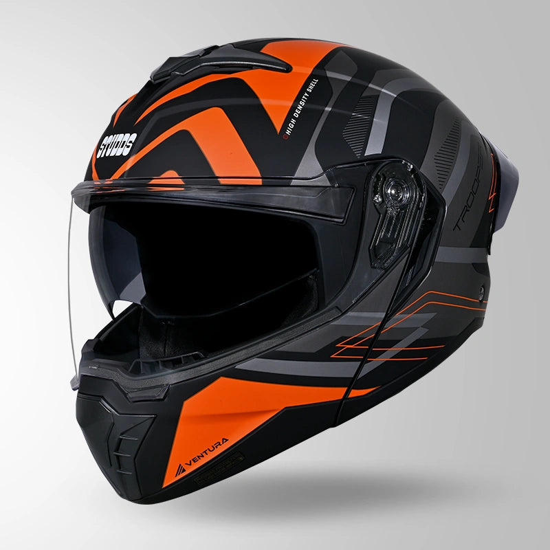 STUDDS TROPPER FLIP UP HELMET BLACK ORANGE