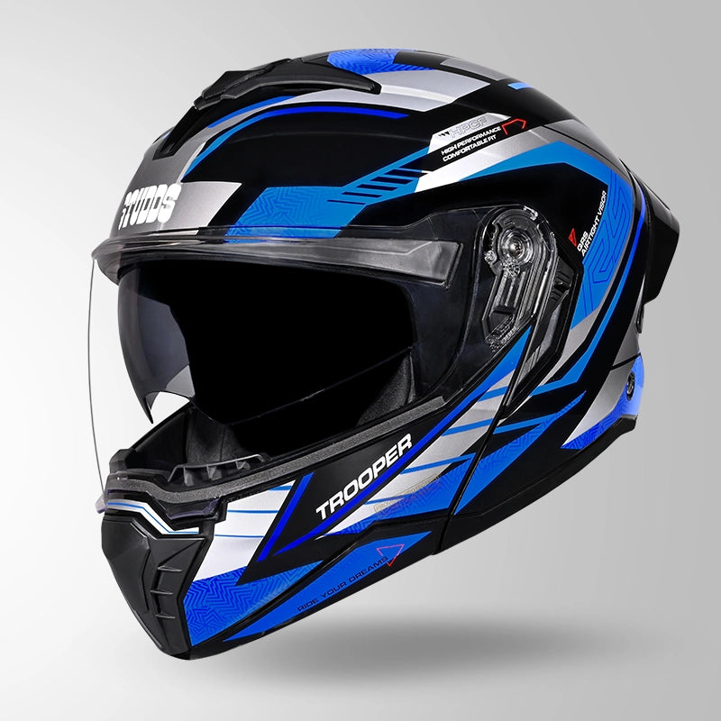STUDDS TROPPER FLIP UP HELMET BLACK GREY BLUE