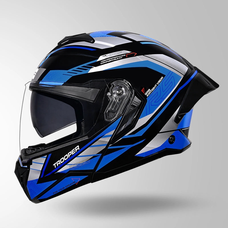 STUDDS TROPPER FLIP UP HELMET BLACK GREY BLUE