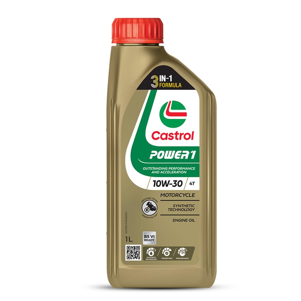 Castrol POWER1 4T 10W-30 API SL Synthetic Engine Oil for Bikes (1L)