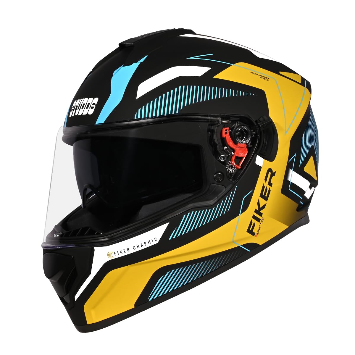 STUDDS DRIFTER D5 MATT BLACK GOLDEN FULL FACE HELMET