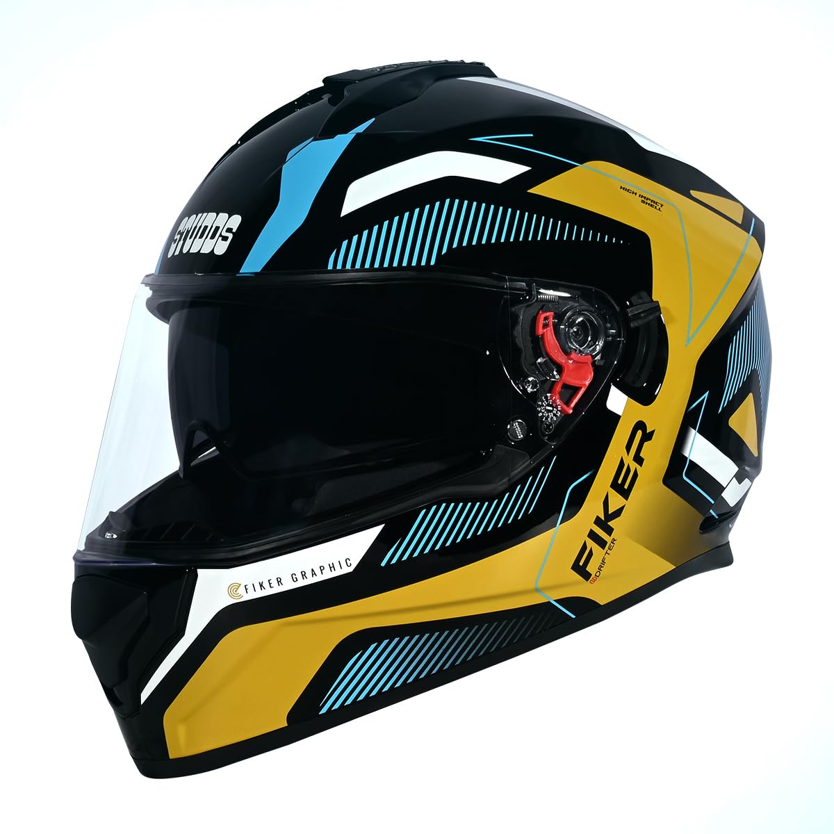 STUDDS DRIFTER D5 BLACK GOLDEN FULL FACE HELMET