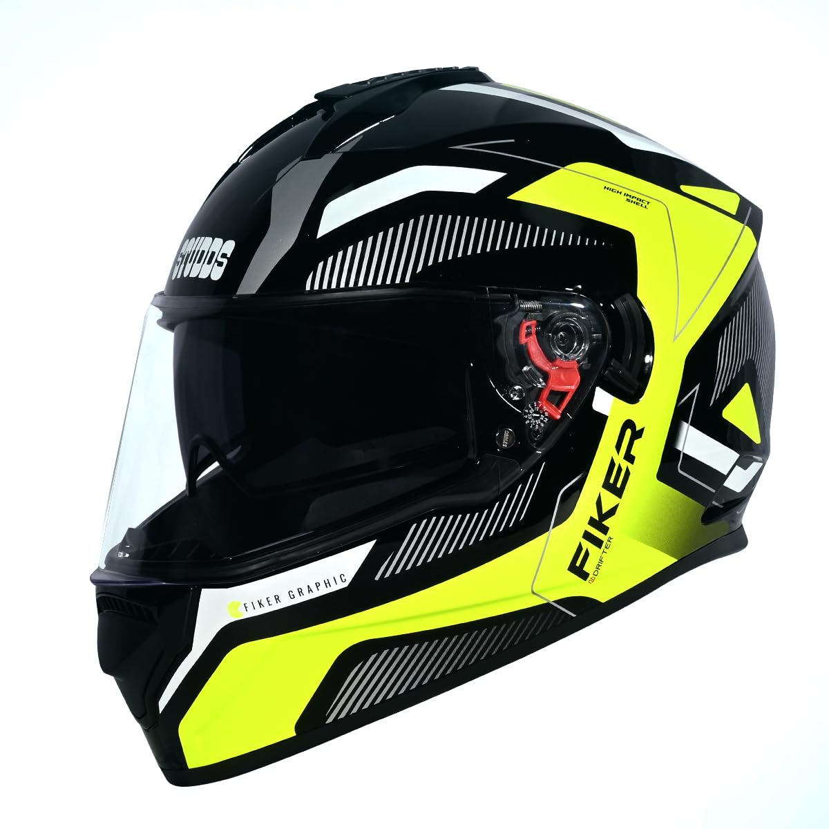STUDDS DRIFTER D5 BLACK NEON FULL FACE HELMET