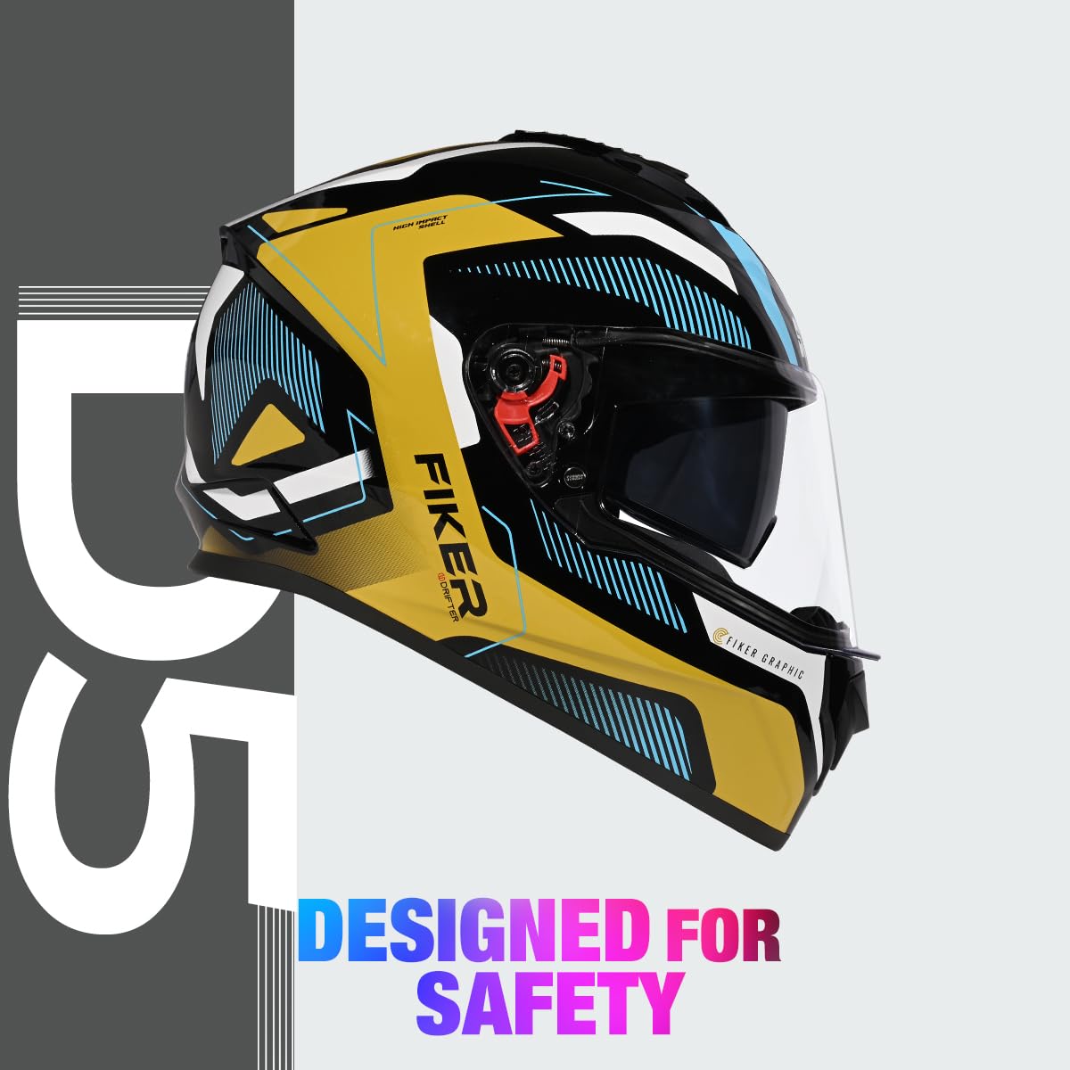 STUDDS DRIFTER D5 BLACK GOLDEN FULL FACE HELMET
