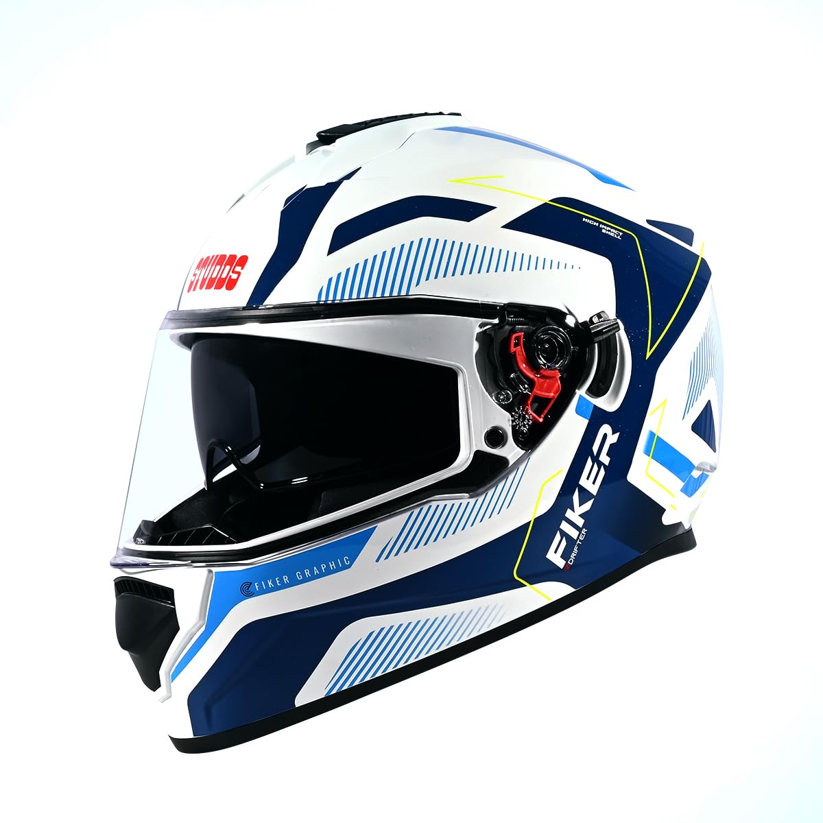 STUDDS DRIFTER D5 WHITE BLUE FULL FACE HELMET