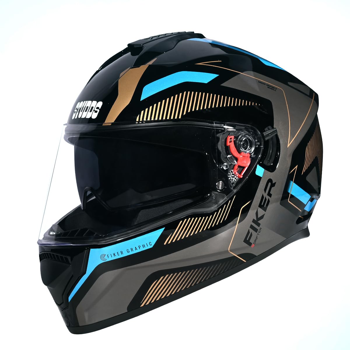 STUDDS DRIFTER D5 BLACK GREY FULL FACE HELMET