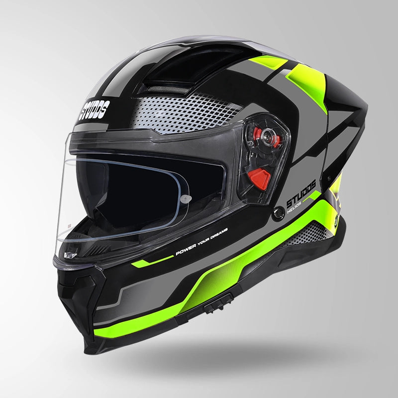 STUDDS HELIOS FULL FACE HELMET BLACK & GREEN