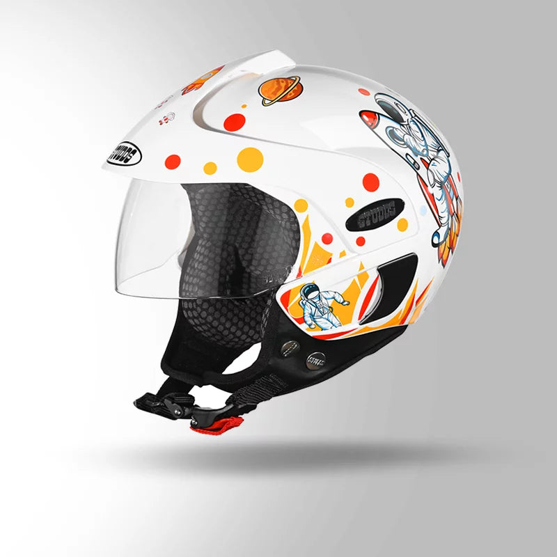 STUDDS KIDS HELMET WHITE & ORANGE