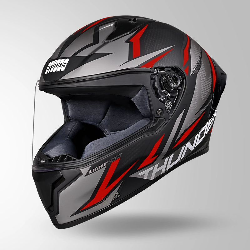 STUDDS THUNDER FULL FACE HELMET GREY BLACK & RED