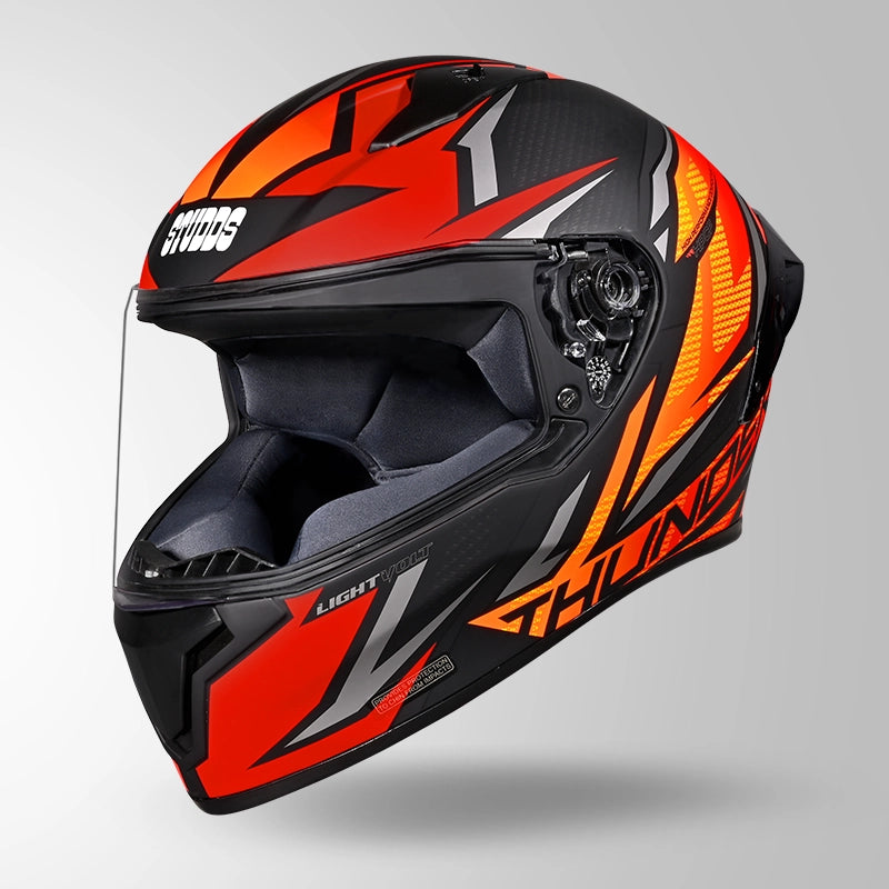 STUDDS THUNDER FULL FACE HELMET GREY & ORANGE